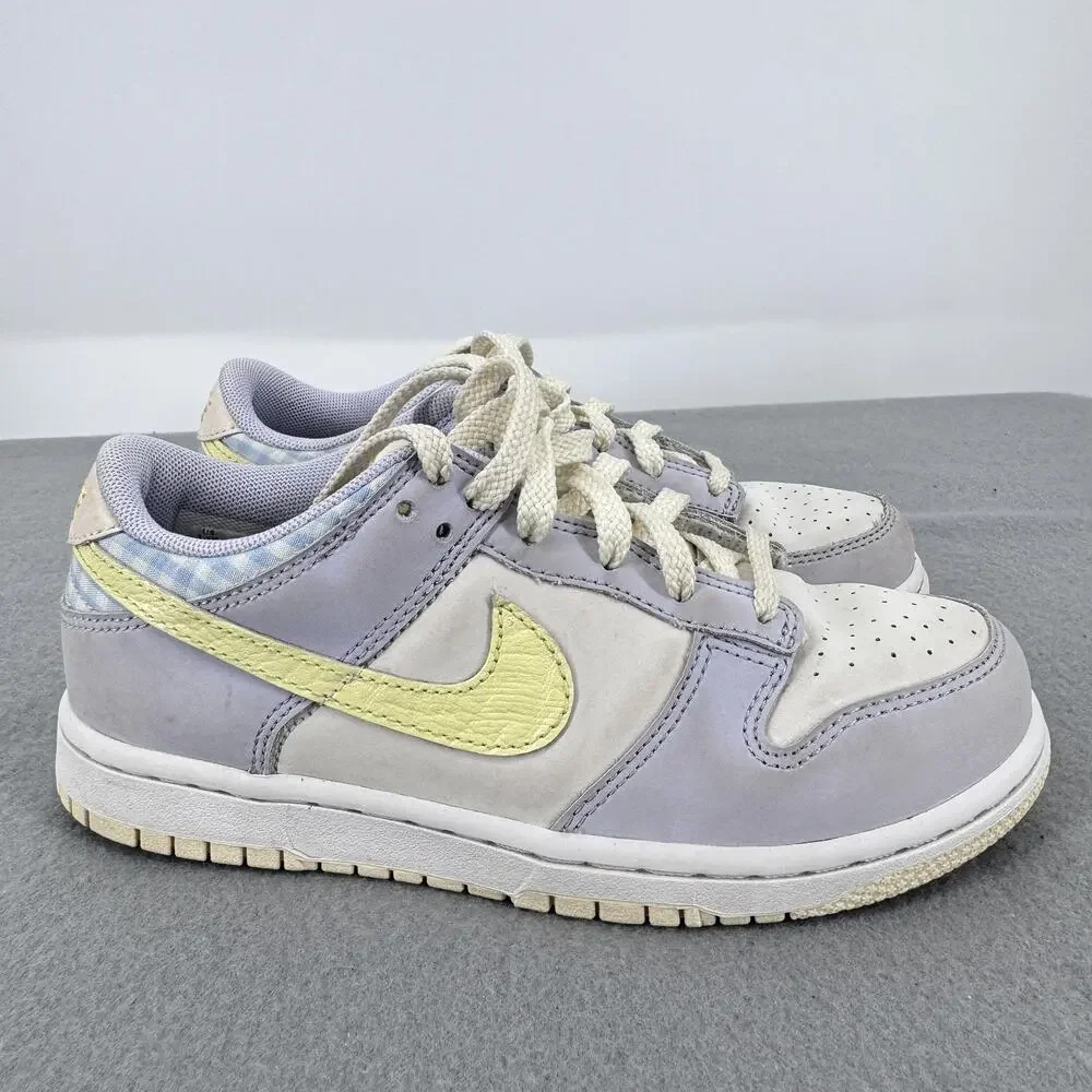 Nike Dunk Low Shoes Youth 1.5 Y Pastel Purple Yellow Gingham Sneakers FJ4642-536